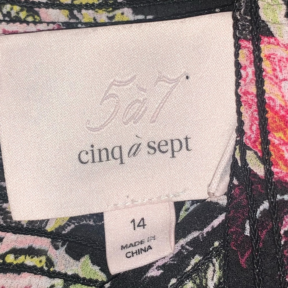 Cinq a Sept Paisley Long High-Low MAXI Dress Black Floral Mock Neck 14 - Picture 6 of 7